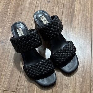 🟡SOLD🟡 Black Steve Madden Daphnee Block Heel Braided Sandal Size 8